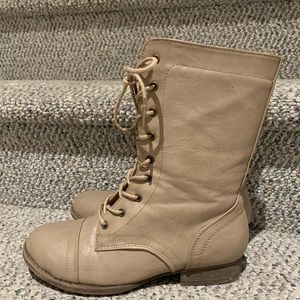 Tan Laced Up Combat Boots